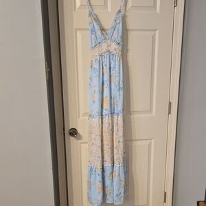 Floral Maxi Dress with Lace Details